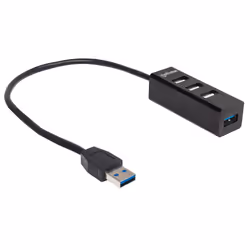 Manhattan 163828 hub di interfaccia USB 3.2 Gen 1 (3.1 Gen 1) Type-A 5000 Mbit/s Nero