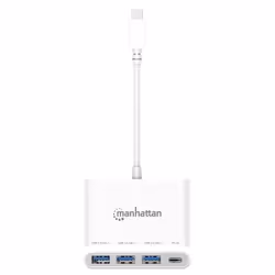 Manhattan 168434 hub & concentrateur USB 3.2 Gen 1 (3.1 Gen 1) Type-C 5000 Mbit/s Blanc