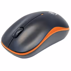 Manhattan 179409, Ambidestro, Ottico, RF Wireless, 1000 DPI, Nero, Arancione