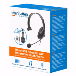 Manhattan 180849 cuffia e auricolare Cablato A Padiglione Ufficio USB tipo A Nero - Vista aggiuntiva 4
