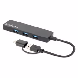 Manhattan 180863, USB 3.2 Gen 1 (3.1 Gen 1) Type-A + Type-C, USB 3.2 Gen 1 (3.1 Gen 1) Type-A, 5000 Mbit/s, Noir, Acrylonitri ...