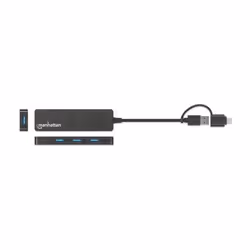Manhattan 180863 hub & concentrateur USB 3.2 Gen 1 (3.1 Gen 1) Type-A + Type-C 5000 Mbit/s Noir