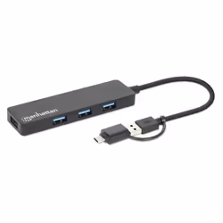 Manhattan 180863 hub & concentrateur USB 3.2 Gen 1 (3.1 Gen 1) Type-A + Type-C 5000 Mbit/s Noir - Vista aggiuntiva 4