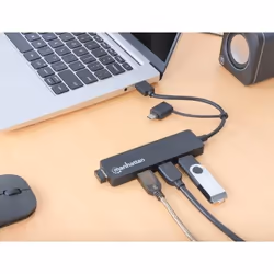 Manhattan 180863 hub & concentrateur USB 3.2 Gen 1 (3.1 Gen 1) Type-A + Type-C 5000 Mbit/s Noir - Vista aggiuntiva 5