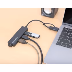 Manhattan 180863 hub & concentrateur USB 3.2 Gen 1 (3.1 Gen 1) Type-A + Type-C 5000 Mbit/s Noir - Vista aggiuntiva 6