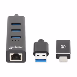 Manhattan 180894 hub di interfaccia USB 3.2 Gen 1 (3.1 Gen 1) Type-A + Type-C 5000 Mbit/s Nero