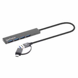 Manhattan 181006 hub di interfaccia USB 3.2 Gen 1 (3.1 Gen 1) Type-A 5000 Mbit/s Grigio - Vista aggiuntiva 2