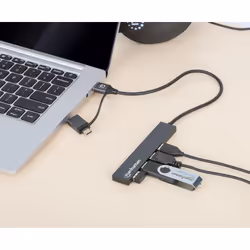 Manhattan 181006 hub di interfaccia USB 3.2 Gen 1 (3.1 Gen 1) Type-A 5000 Mbit/s Grigio - Vista aggiuntiva 5