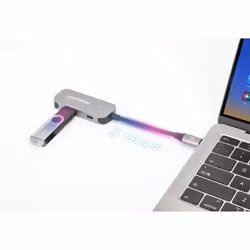 Manhattan 190299 replicatore di porte e docking station per laptop Cablato USB 3.2 Gen 1 (3.1 Gen 1) Type-C Argento - Vista aggiuntiva 3