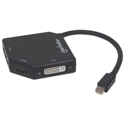 Manhattan 207720 cavo e adattatore video 0,25 m Mini DisplayPort DVI-I + VGA (D-Sub) + HDMI Nero