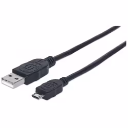Manhattan 306058, 0,15 m, USB A, Micro-USB B, USB 2.0, Maschio/Maschio, Nero