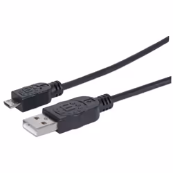 Manhattan 307161, 1 m, USB A, Micro-USB B, USB 2.0, Maschio/Maschio, Nero