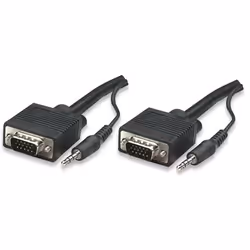 Manhattan SVGA + Audio, 10 m, VGA (D-Sub) + 3.5mm, VGA (D-Sub) + 3.5mm, Nichel, Nero, Maschio/Maschio