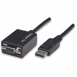 Manhattan 0.15m DisplayPort VGA Cable, 0,15 m, DisplayPort, VGA (D-Sub), Oro, 10,8 Gbit/s, Nero