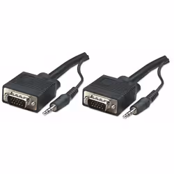 Manhattan 326681, 20 m, VGA (D-Sub) + 3.5mm, VGA (D-Sub) + 3.5mm, Nichel, Nero, Maschio/Maschio