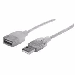 Manhattan 336314, 1,8 m, USB A, USB A, USB 2.0, Maschio/Femmina, Argento