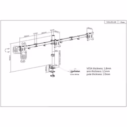 Manhattan 461658 Supporti a parete per TV 27" Scrivania Nero - Vista aggiuntiva 7