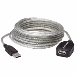 Manhattan 519779, 5 m, USB A, USB A, USB 2.0, Maschio/Femmina, Argento