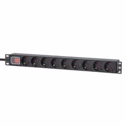 Intellinet 715133, 1U, Alluminio, Nero, 9 presa(e) AC, Tipo F, Tipo F