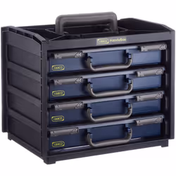 Raaco 136242 - Valigetta portatile + 4 assortimenti A4, colore: Nero/Blu