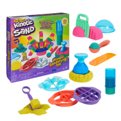 Kinetic Sand Set Ultimate Sandisfying, 907 g di sabbia da gioco rosa, gialla e verde acqua, 10 formine e attrezzi, giocattoli sensoriali per bambini dai 7 anni in su