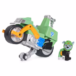 PAW Patrol , veicolo Moto Pups di Rocky, motocicletta con motore a retrocarica e personaggio, per bambini dai 3 anni in su, M ...
