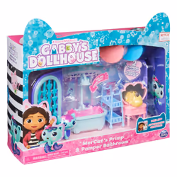 Gabby's Dollhouse Primp and Pamper Bathroom con personaggio MerCat, 3 accessori, 3 mobili e 2 scatole con sorpresa, giocattoli per bambini dai 3 anni in su - Vista aggiuntiva 2