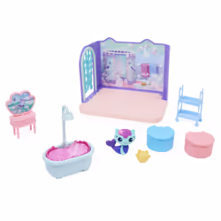 Gabby's Dollhouse Primp and Pamper Bathroom con personaggio MerCat, 3 accessori, 3 mobili e 2 scatole con sorpresa, giocattoli per bambini dai 3 anni in su - Vista aggiuntiva 3