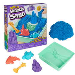 Kinetic Sand , Playset Castelli di Sabbia Blu, Sabbia Cinetica con Vaschetta, Sabbia Magica, Sabbia Blu 454gr, 3 Formine Incluse, Giocattoli per Bambini e Bambine, 3+ anni