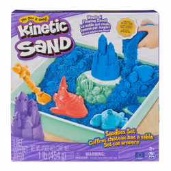 Kinetic Sand , Playset Castelli di Sabbia Blu, Sabbia Cinetica con Vaschetta, Sabbia Magica, Sabbia Blu 454gr, 3 Formine Incluse, Giocattoli per Bambini e Bambine, 3+ anni - Vista aggiuntiva 7