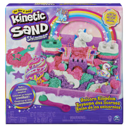 Kinetic Sand , set di gioco Regno degli unicorni con 907 g di scintillante e 8 attrezzi, realizzata con vera sabbia, sabbia per giocare, giocattoli sensoriali per bambini dai 3 anni in su