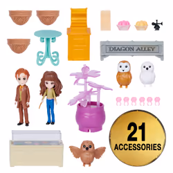 Wizarding World Harry Potter, Magical Minis set di gioco Diagon Alley 3-in-1 con luci e suoni, 2 personaggi e 21 accessori, giocattoli per bambini dai 6 anni in su - Vista aggiuntiva 4