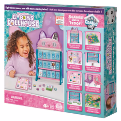 Games Gabby's Dollhouse, quartier generale contiene 8 giochi da tavolo classici, la dama, il tris, il gioco delle coppie, la tombola, board ispirai alla serie TV su Netflix, per bambini dai 4 anni in su - Vista aggiuntiva 5