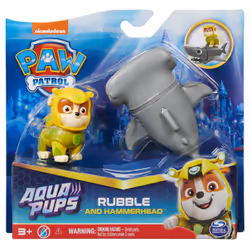 PAW Patrol , set di action figure Rubble and Hammerhead Aqua Pups, giocattoli per bambini dai 3 anni in su, 3 anno/i, Grigio, ...