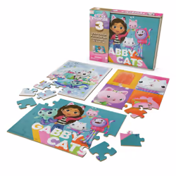 Games Gabby's Dollhouse, 3 houten puzzels, 24-delige legpuzzel met houten opbergdoos, kinderpuzzels, voor kleuters vanaf 3 jr ...