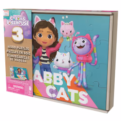 Games Gabby's Dollhouse, 3 houten puzzels, 24-delige legpuzzel met houten opbergdoos, kinderpuzzels, voor kleuters vanaf 3 jr - Vista aggiuntiva 6