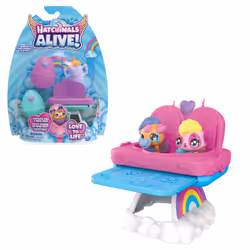 Hatchimals Alive, confezione con due uova che si schiudono con l’acqua e seggiolone, giocattoli per bambine e bambini dai 3 a ...