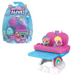 Hatchimals Alive, confezione con due uova che si schiudono con l’acqua e seggiolone, giocattoli per bambine e bambini dai 3 anni in su