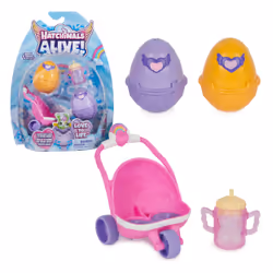 Hatchimals Alive, confezione con due uova che si schiudono con l’acqua e passeggino, giocattoli per bambine e bambini dai 3 anni in su