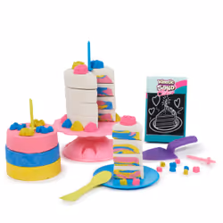 Kinetic Sand Rainbow Cake Shoppe, 680 g di sabbia da gioco gialla, rosa, blu e bianca profumata alla vaniglia, 10 attrezzi da cucina e accessori, giocattoli sensoriali per bambini dai 5 anni in su