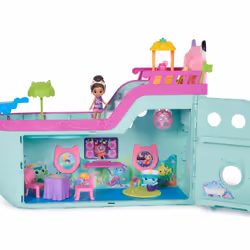 Gabby's Dollhouse , Crociera dei gatti di Gabby, nave da crociera giocattolo con 2 personaggi, giocattoli a sorpresa e accessori per la casa delle bambole, giocattoli per bambine e bambini dai 3 anni in su - Vista aggiuntiva 5