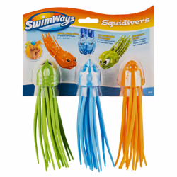 SwimWays Calamari Subacquei SquiDivers Confezione da 3, 6046822, Giocattolo singolo, 5 anno/i, Blu, Verde, Arancione