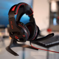 KLIM Mantis Auricolare Cablato A Padiglione Gaming Nero, Rosso