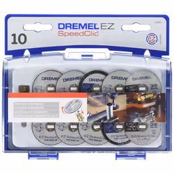 Assortimento di 10 dischi da taglio e perno speciale EZ SpeedClic. Oltre ai 6 dischi da taglio da 38 mm standard in metallo, ...