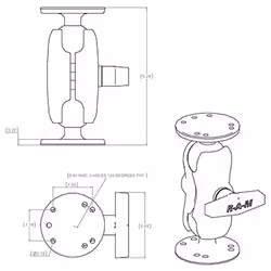 RAM Mounts RAM-101U-B kit di fissaggio Nero Alluminio