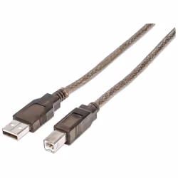 Manhattan 510424, 11 m, USB A, USB B, USB 2.0, Maschio/Maschio, Argento