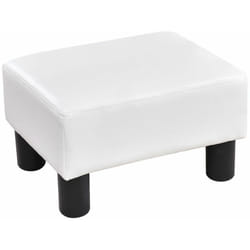 Poggiapiedi Rettangolare in Pelle pu Sgabello Panca Nero/Bianco, Misure 40 x 30 x 24cm (Bianco)