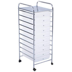 Costway - Carrello a Rulli, Contenitore Multiuso con Ruote, con 10 Cassetti Impilabili per Cucina e Ufficio, Scelta a Colore (Trasparente)