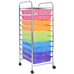Costway - Carrello a Rulli, Contenitore Multiuso con Ruote, con 10 Cassetti Impilabili per Cucina e Ufficio, Scelta a Colore (Multicolore)