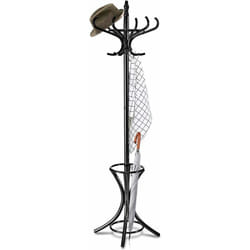 Costway - Attaccapanni da Terra Appendiabiti a piedi con 12 Ganci in Legno Ecologico, 51 x 51 x 184 cm (Nero)
